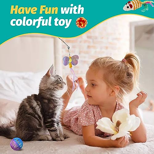 TAVADA 33 pcs Katzenspielzeug Set mit Katzentunnel,Katzenspielzeug mit Katzentunnel,Kätzchen Maus Spielzeug Set,Katzen Spielzeug,Plüschspielzeug,Federspielzeug für Kitty Katzen