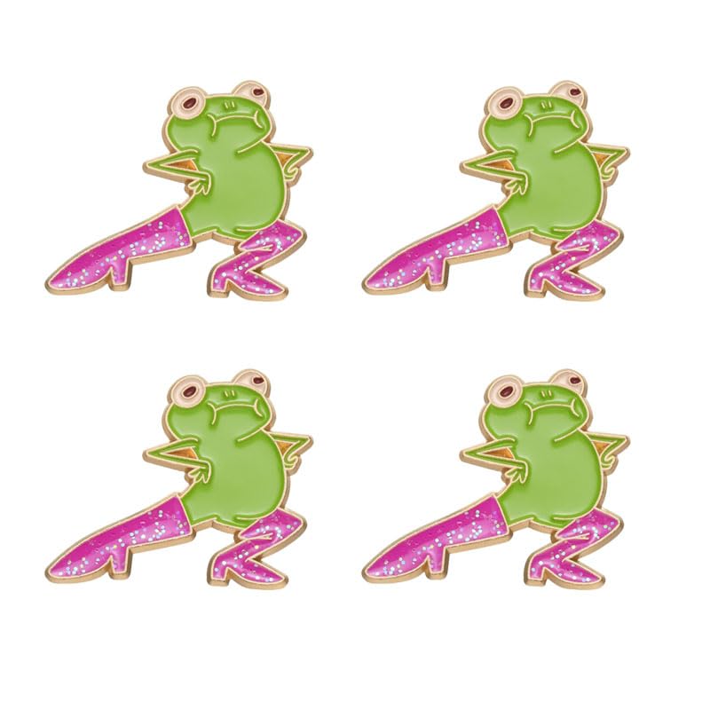 Image of Cute Frog Enamel Brooch Pins For Women Men Cartoon Frog with Glitter Boots Brooch Creative Funny Animals Brooches Fashion Animals Jewelry Gifts (Four frog)