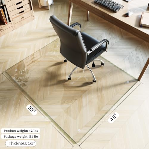 Image of Koonmi 46 inch x 55 inch Office Chair Mat for Hardwood Floors & Carpets