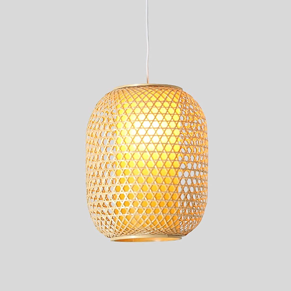 Iluminación colgante de bambú estilo zen para un salón relajante