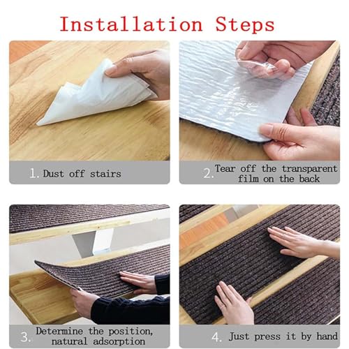 Peldaños de escalera autoadhesivos para proteger escaleras de madera 5