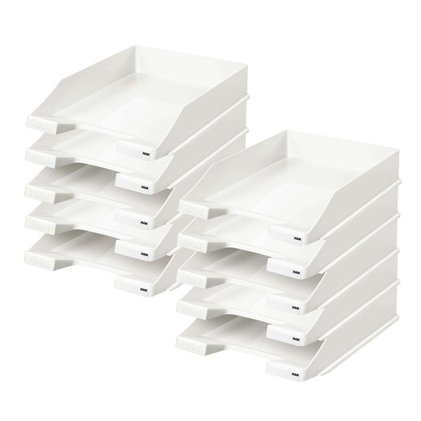 HAN 1027-X-12, KLASSIK letter tray. Modern, stylish and glossy, pack of ten, white