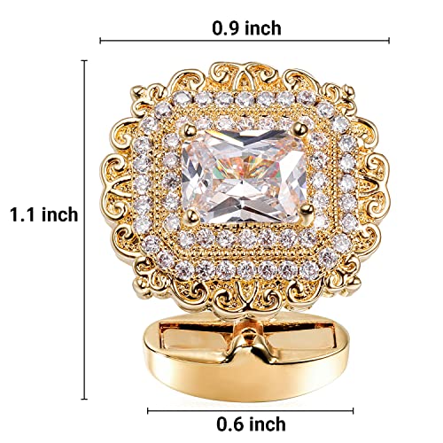 Image of HAWSON Cufflinks for Men, Gold Diamond Crystal Cufflinks for Groom Husband Personalized Gifts, Mens Formal Wedding Business Cufflinks, Luxurious Gorgeous Cuff Links French Shirt Accessories