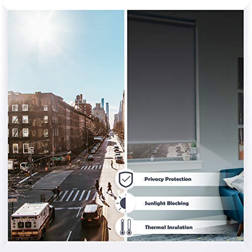 Acholo Blackout Roller Shades Cordless Window Blinds (White, 24 x 72 Inch) and Room Darkening Shades for Home & Windows