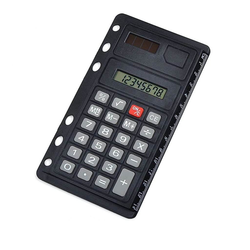 8 Digits Solar Calculator Creative Loose Leaf Binder Spiral Calculator with Ruler School Office Supplies