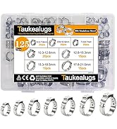 125PCS Single Ear Hose Clamps 7-21mm Sizes 304 Stainless Steel Pipe Fuel Line Clips kit