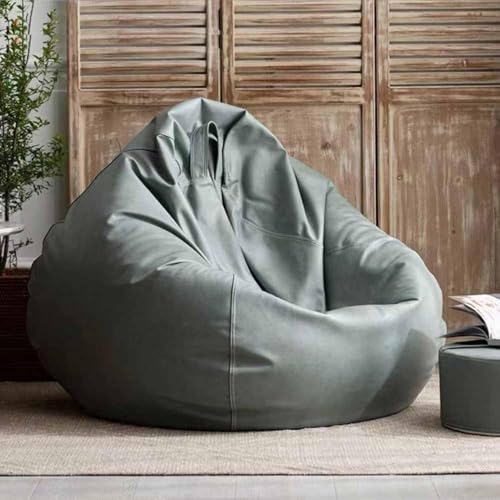 Image of 4XL Faux Leather Tear Drop Bean Bag Cover with Handle (Without Beans) Large Bean Bag Sofa Chair Cover for Adults & Kids Comfortable & Durable Seating for Living Room & Bedroom