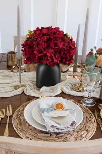 Briful PAP_007 Fall Hydrangea Artificial Flowers In Black Square Ceramic Pot thumb #3