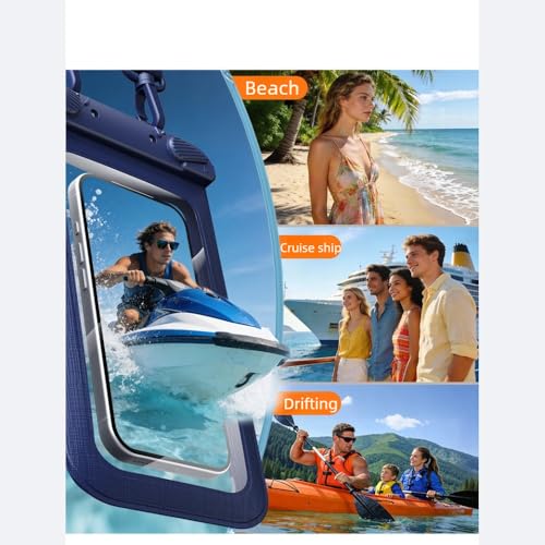 Bolsa seca impermeable 7.5 pulgadas con pantalla táctil, clip doble, funda flotante para teléfono con cordón para nadar, bucear y actividades acuáticas miniatura 7