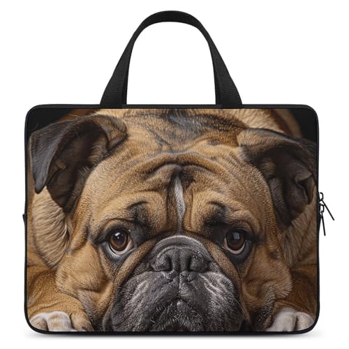 Sac ordinateur 13 pouces bandoulière motif bouledogue sacoche unisexe PC