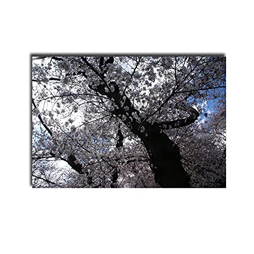 Toile cerisier japonais abstrait pour grand salon chic et moderne