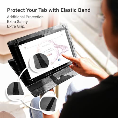 Image of Baatu Enable Tab (10'1 Display) + Flipcover (Black) Combo | Parental Control Tablet for Children | Space Grey Tablet with Dual Speakers, 4G Calling + Black Smart Flip Cover