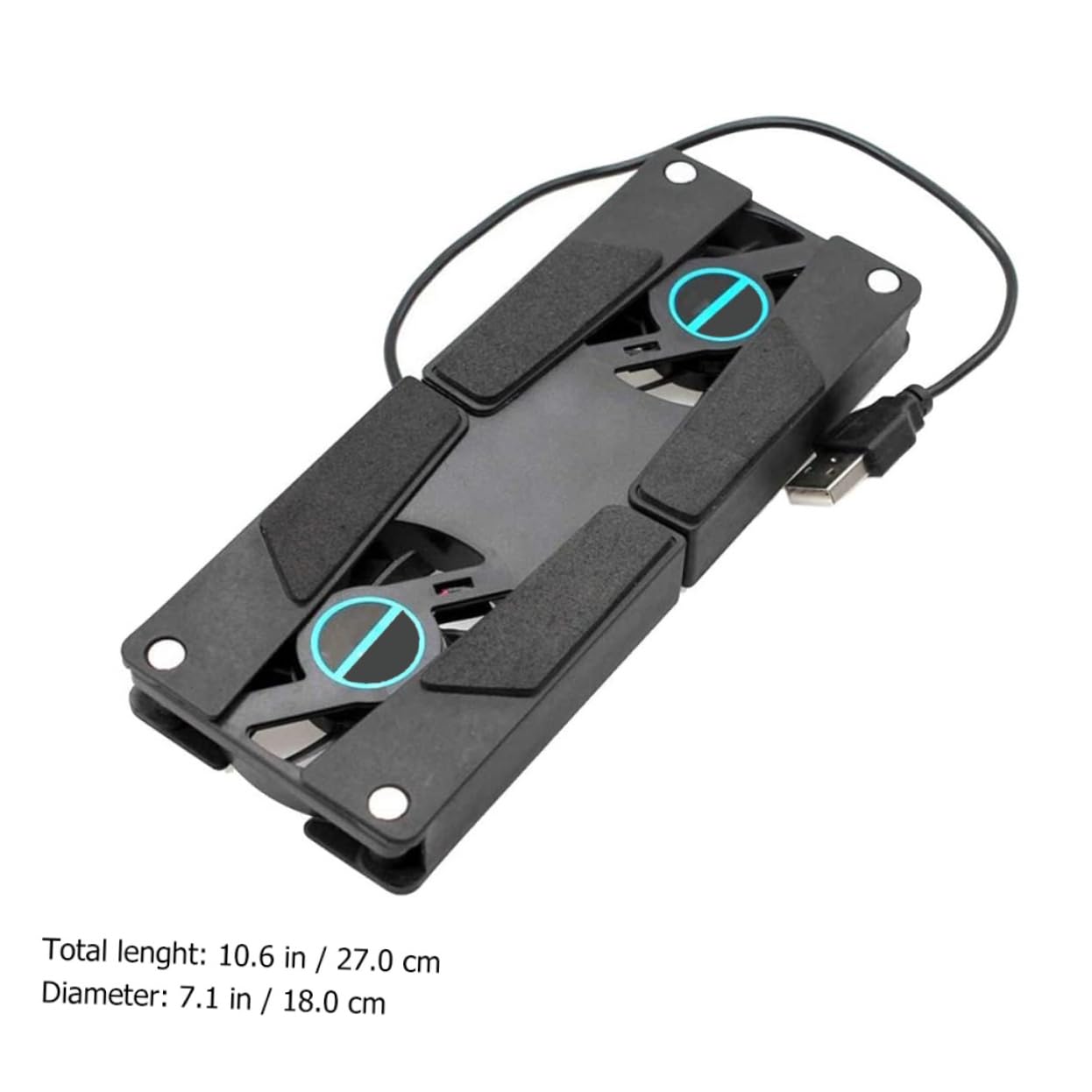 Happyyami 2Pcs USB Laptop Cooling Pad with Dual Fans Folding Ventilated Support for Laptops Slip Design Low Noise for Commuters and Travelers