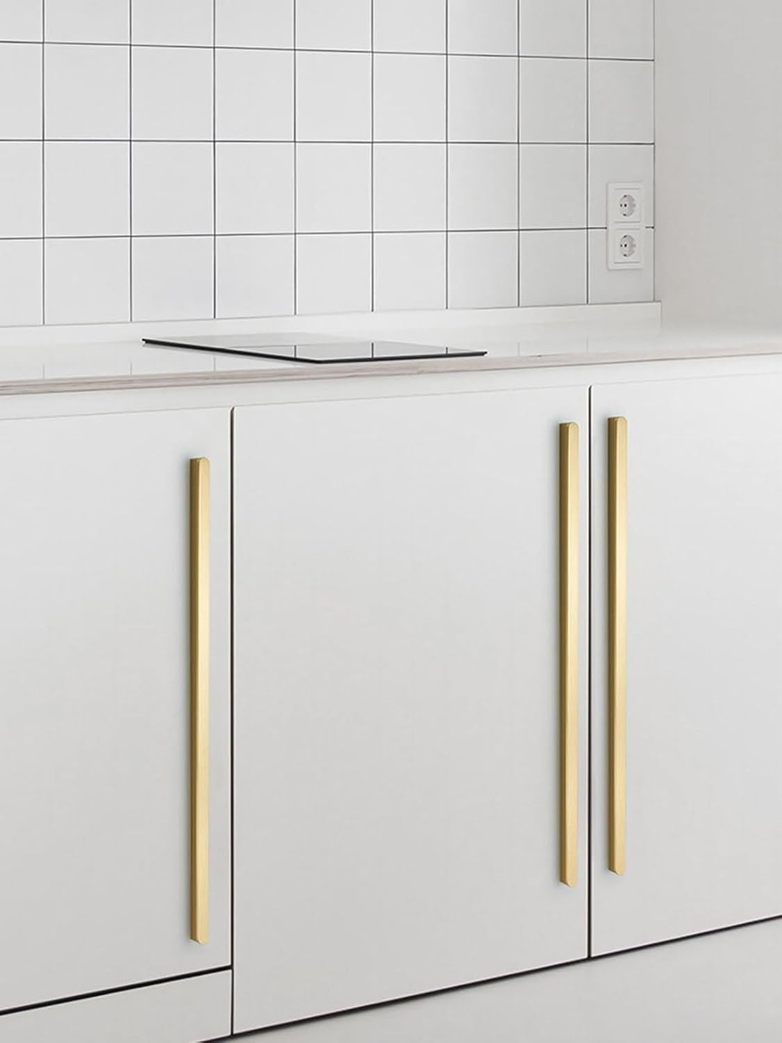 Uchwyty meblowe złote mosiężne 2 szt do szafek i drzwi szafki, Gold, Hole Spacing：160mm/6.3in