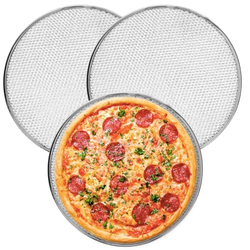 Shanshanshop 3Pcs 12 Inch Pizza Pan Pizza Screen Pizza Pan For Oven Non-Stick Pizza Tray with Reinforced Rim - Heat Distribution Evenly Easy-to-Clean for Daily Baking & Family Meals