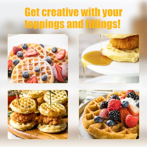 Image of OSTBA Mini Waffle Maker: 750W Powerful Heating, Cooks 8 Waffles at Once, Fast & Even Cooking, Non-Stick & Easy Clean, Compact & Portable for Family Breakfast