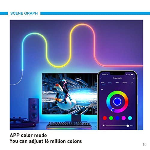 Gohfeoeo Rgbic Neon Rope Light, 10Ft Led Strip Lights With Music Sync, Diy Design,Works With Alexa And Google Assistant,Waterproof Rope Lights For Living Gaming Room Wall Decor (Not Support 5G Wifi) #TOP2