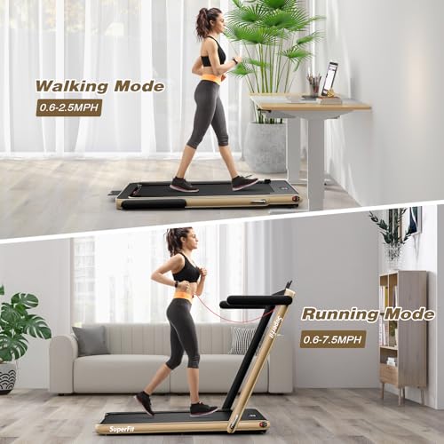 Image of Goplus 2 in 1 Folding Treadmill, 2.25HP Superfit Under Desk Electric Treadmill, Installation-Free with Remote Control, APP Control and LED Display, Walking Jogging for Home Office