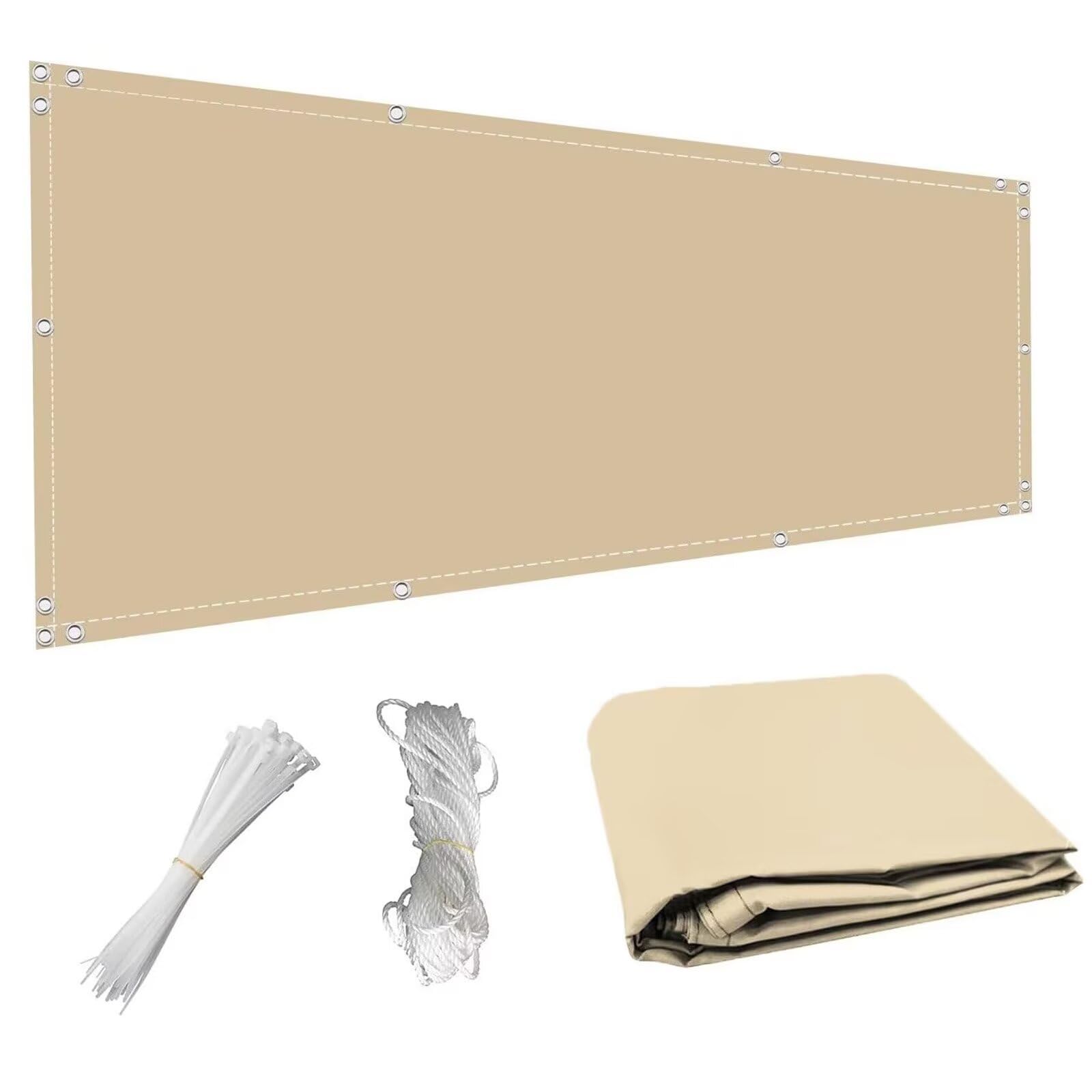 Ludamrn Privacy Protection Balcony Cover 65x450cm,Privacy Screen Fence Cover Waterproof Wind And Uv Protection For Garden Backyard Deck Patio Fence Porch-Sand
