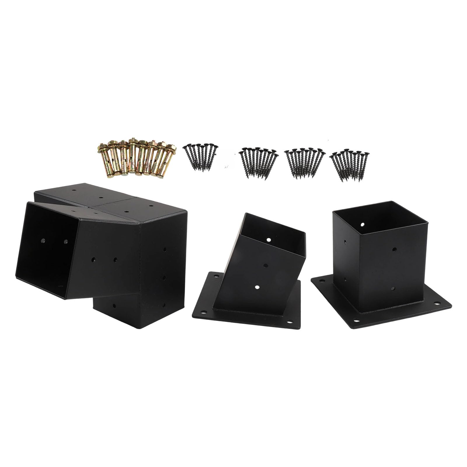 ZYNCUE Staffa inclinata per pergola da tetto con montaggio a parete, pali da 10 x 10 cm, per gazebo in acciaio resistente, kit di hardware con viti, supporto a 3 vie e unidirezionale per patio esterno