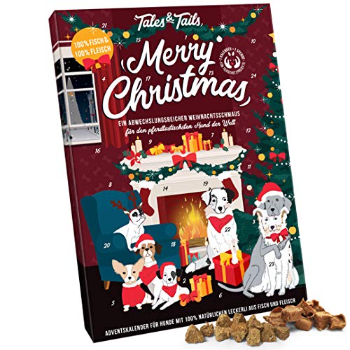 Tales and Tails Adventskalender für Hunde, 100% Fisch und 100% Fleisch Leckerli und Snacks im Mix, 132 g, 2325