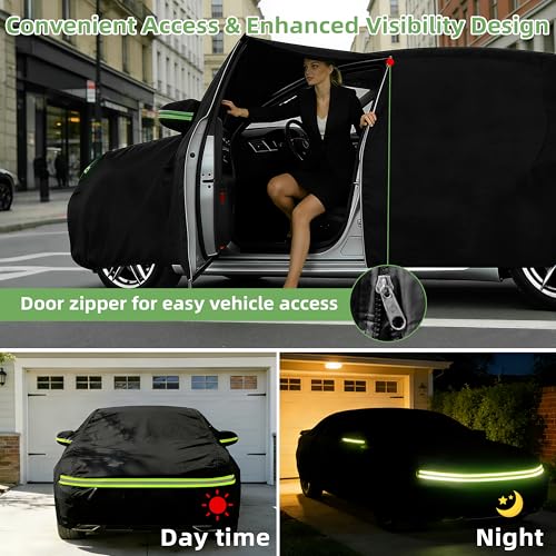 Image of Car Cover for Dodge Charger 2006-2026, Custom Fit Waterproof All-Weather Full Car Cover for SXT, R /T, Scat Pack, Windproof Outdoor Full Cover with Driver-Side Zippered Door, UV-Resistant and Dustproof