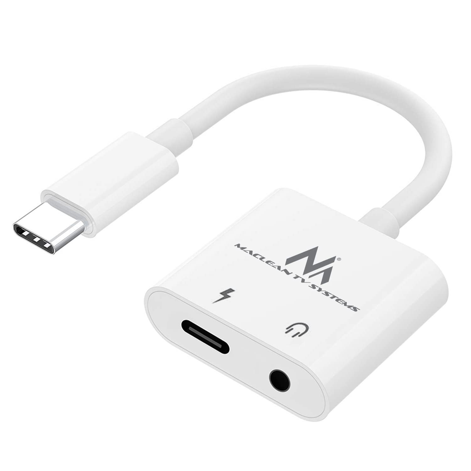 Maclean MCTV-848 2 in 1 Adapter USB Typ-C zu 3,5mm Klinke und und PD Ladeadapter Adapter zu Kopfhörer Jack Kabel Miniklinke USB-C-Stecker Schnellladung Kompatibel mit Samsung Huawei usw.
