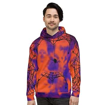 Amazon.com: Orange Purple Tie Dye Webs Unisex Hoodie