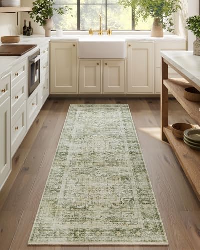 Washable Runner Rug Non Slip: 2'6"x8' Kitchen Rug Runners Stain Resistant Boho Floor Rug with Rubber Backing Non Shedding Soft Carpet Runners for Hallway Indoor Entryway Bedroom Bedside Living Room