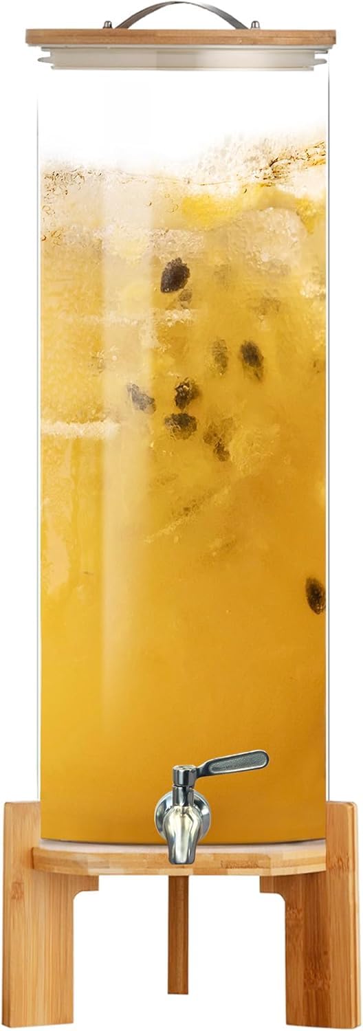 Drink Dispenser,Glass Drink Dispenser with Stand,Beverage Dispenser,Drink Dispensers for Parties,Bars,Restaurants (13.4L/3.6 Gallon)