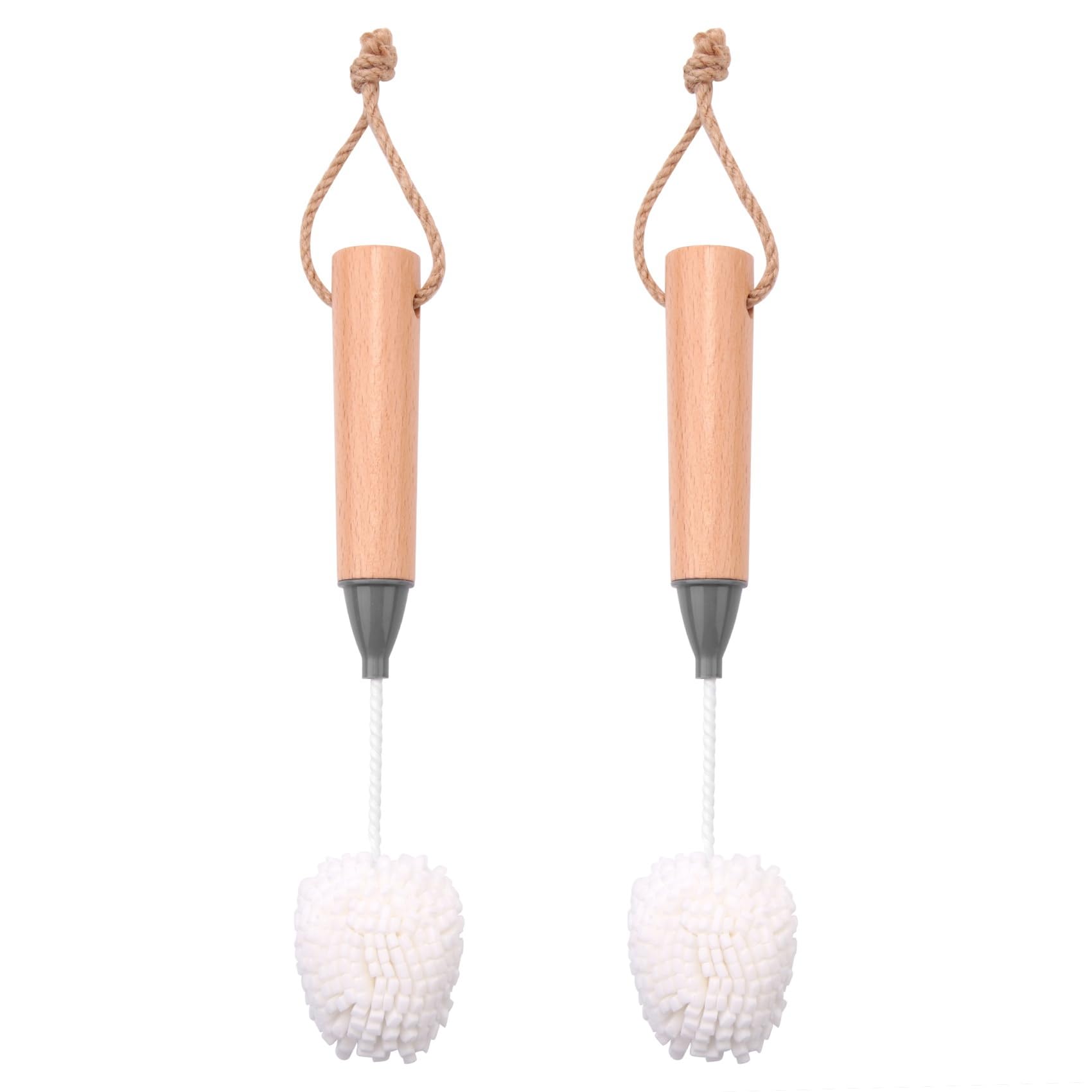 Kjkvivh Wood Color Wine Glass Cleaning Brush Flute And Stemware Brush Non Scratch Foam Bristle Brush With Wooden Handles 2Pcs