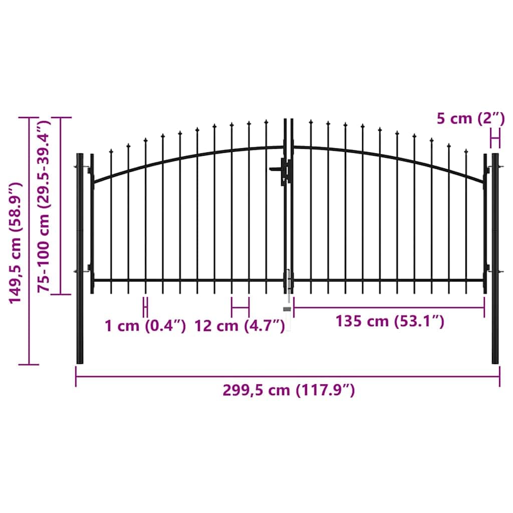 Portal doble Woerden con punta en forma de lanza 299,5 x 149,5 cm