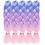 Ombre Braiding Hair Blue to Light purple to Pink Color Jumbo Braiding Hair Extension Kanekalon High...