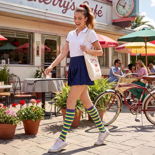Image of American Trends Women's Knee High Socks, Novelty Holiday Printed Tall Tube Socks, Casual & Party Athletic Sports Stockings