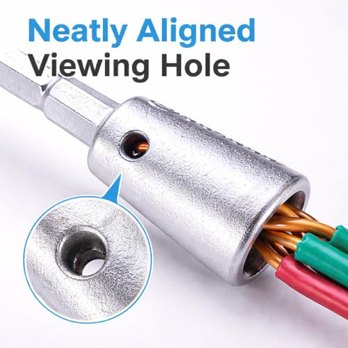 Image of 4 PCS Wire Connector Twister for Drill, Fast Wire Twisting Tool with 1 /4 inch Chuck, Spin Twist Connector Socket Driver, Wire Nut Driver Attachment for Electricians and DIY Wiring