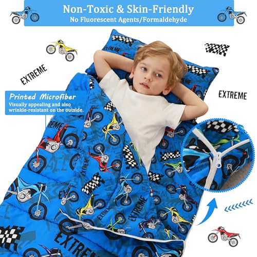 Image of Toddler Nap Mat for Preschool 50''x30'' Sleeping Mat with Removable Pillow and Minky Blanket for Kids Ages 3-7 Roll Up Soft Sleeping Bag for Boys Girls Kindergarten Daycare Sleepover