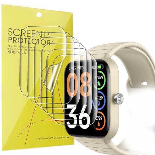Lamshaw Compatible for SKG V7 Cyber Smart Watch Screen Protector, [6 Pack] Full Coverage TPU Clear Film Compatible for SKG V7 Cyber 1.8