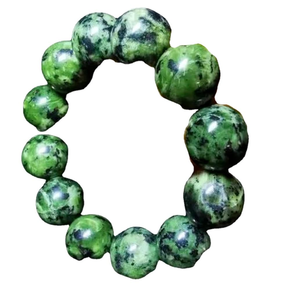 20 mm riesige natürliche grüne Emerald Runde Perlen elastische Armband Mode