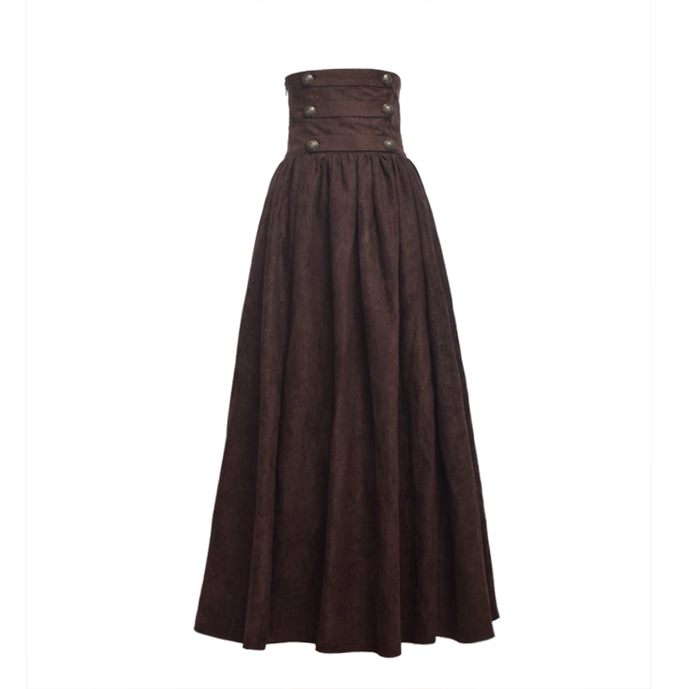 Blessume Women's Brown Gothic Lolita Steampunk High Waist Walking Skirt (Xs, )