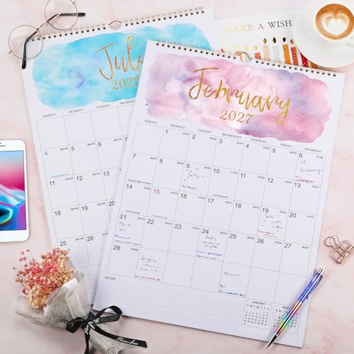 Image of 2027 Wall Calendar - Monthly Wall Calendar 2027 from Jan. 2027 - Dec. 2027, 8.5 inch x 11 inch, Twin-Wire Binding, Large Blocks, Perfect for Home or Office