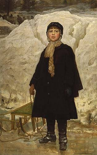 Lienzo de pintura vintage con Retrato de un niño de Eastman Johnson, 60x90cm