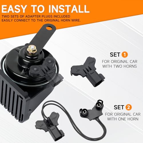 Image of Car Horn for Ford F150 Explorer Mustang /GMC /Chevrolet /Ram /Tesla 12V 130dB Dual Tone Electric Snail Auto Horn Waterproof