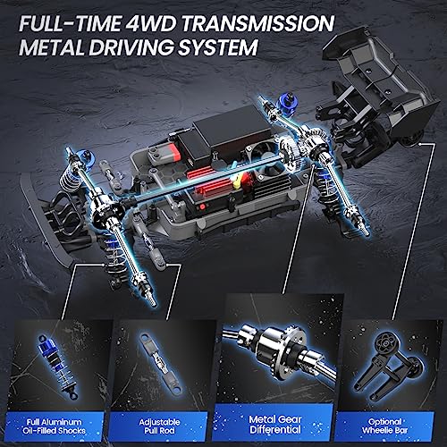 DEERC Brushless Extreme High Speed RC Truck, 1:16 4X4 RTR Fast RC Cars for Adults, Max 42mph All Terrains RC Monster Truck, Off Road Hobby Electric Vehicle Gift for Boys, 2 Battery - Image 3