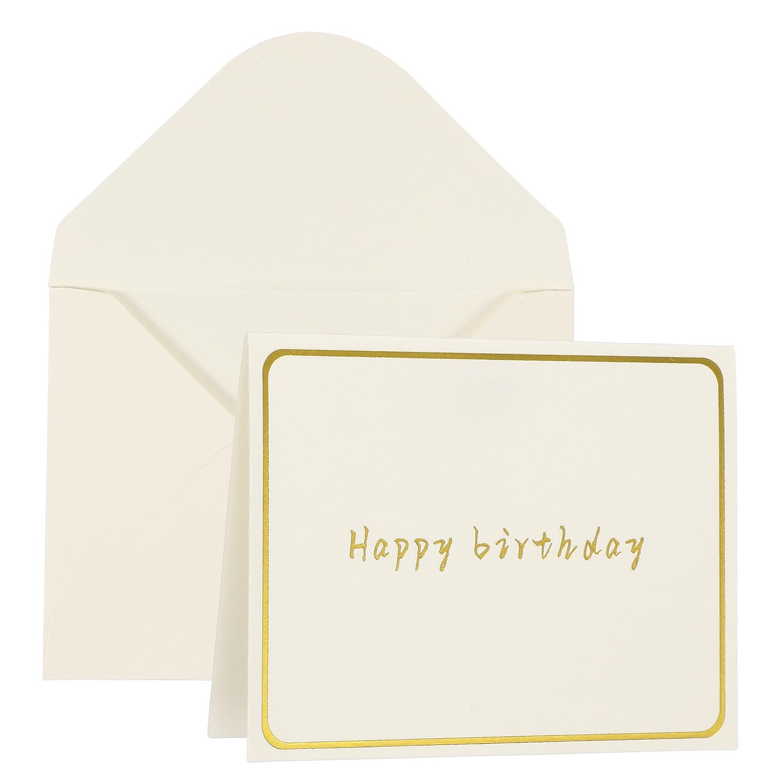YOKIVE 3x4 Happy birthday Cards, 20 Pcs, White, Small Greeting Card Blank Cards and Envelopes Minimalist Gold Border for Friends Business Adult Men Woman Gift Party Wedding