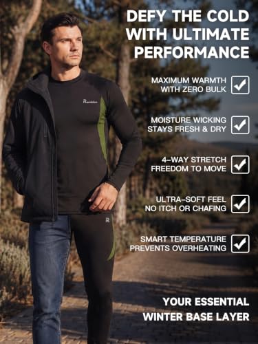 Image of romision Thermal Underwear for Men Stretch Fit, Fleece Base Layer Top & Bottom Set, Insulated Long Johns for Cold Weather Hunting