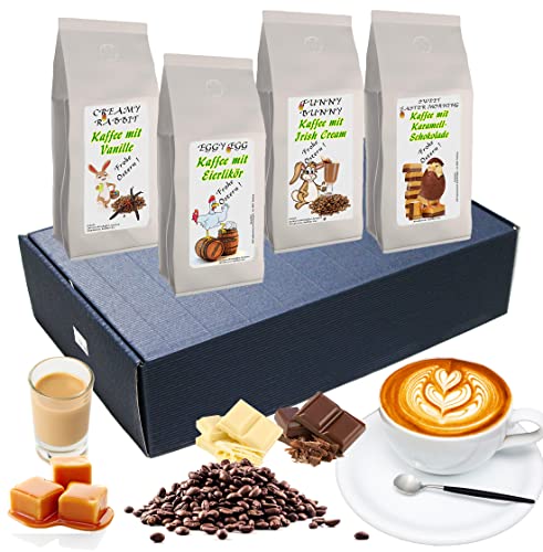 Delightful Easter Coffee Gift Set - Flavoured Filter Coffee 4 x 200g in a Beautiful Gift Box (Whole Beans)