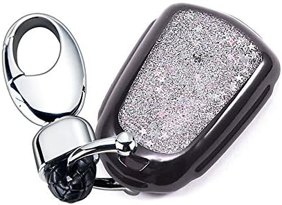 YIJINSHENG TPU Soft Plating Smart Key Fob Remote Cover Case Protector Keyless Jacket for Cadillac CT6 XT5 CTS XTS SRX ATS GTS ATSL HYQ2AB HYQ2EB Car Key Chain (Black)