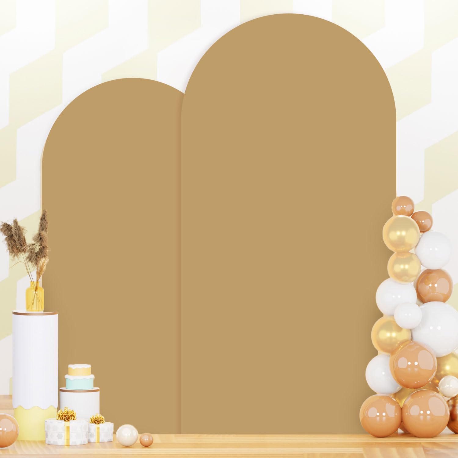 PATYDEST Brown Arch Cover Set of 2 Spandex Fitted Arch Stand Cover 7.2FT 6FT Wedding Arch Backdrop Stands Cover Chiara Arch Frame Cover Backdrop