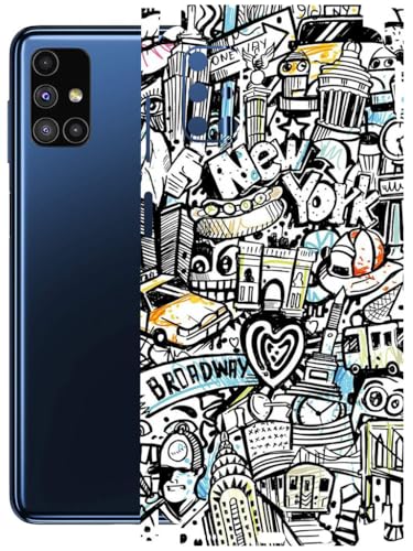Image of AtOdds - Full Body Back Screen Guard Protector Film - Lamination Wrap Skin Sticker Compatible with Samsung Galaxy M51 | Scratchproof Matte Finish (Graffiti 26)