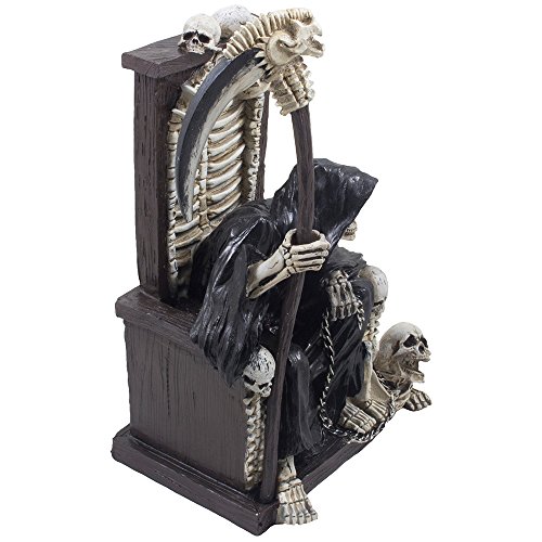 Estatua Grim Reaper en Trono de Huesos para Decoración Halloween miniatura 3